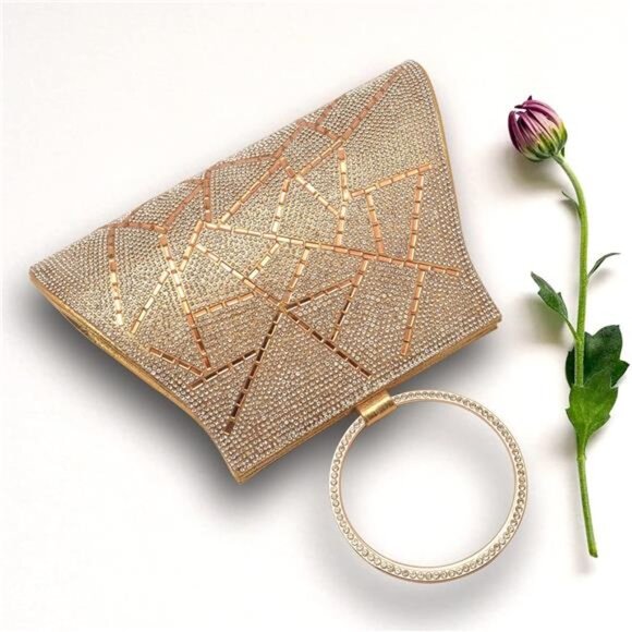 Crystal Clutch Purses Bride and Bridesmaid Handbag Elegant Wristlet Evening Bag - Picture 4 of 7